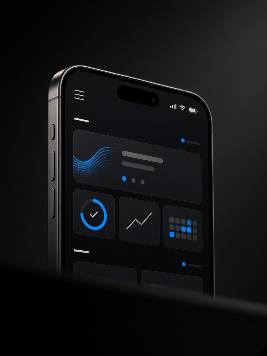 A partial preview of the upcoming Swift Fitness App on a black phone.